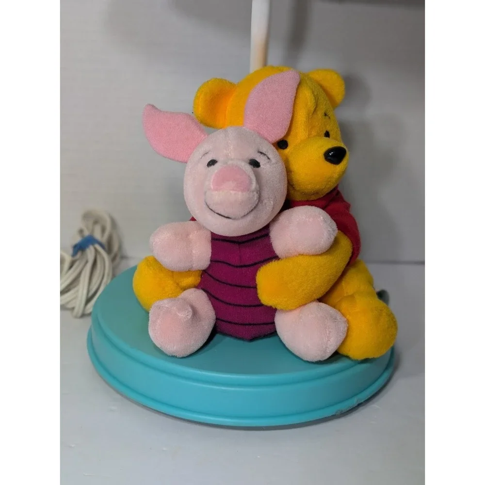 Rare VTG  Winnie The Pooh Piglet Disney Table Top Nursery Lamp and Shade Working
